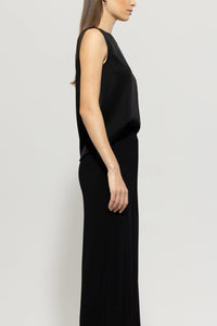 Luisa Cerano Flowing Satin Top in Black