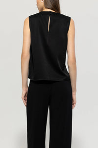 Luisa Cerano Flowing Satin Top in Black