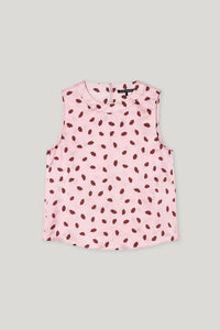 Luisa Cerano Silk Top with Lips Print in Fresh Rose