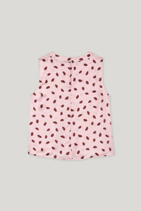 Luisa Cerano Silk Top with Lips Print in Fresh Rose