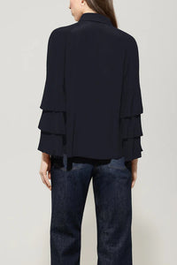 Luisa Cerano Silk Blend Blouse in Dark Blue