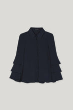 Load image into Gallery viewer, Luisa Cerano Silk Blend Blouse in Dark Blue
