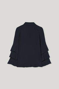 Luisa Cerano Silk Blend Blouse in Dark Blue