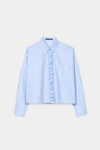 Load image into Gallery viewer, Luisa Cerano Striped Blouse with a Frill in Blue
