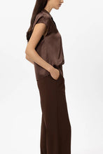 Load image into Gallery viewer, Luisa Cerano Short-Sleeve Silk Blouse in Marone
