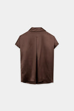 Load image into Gallery viewer, Luisa Cerano Short-Sleeve Silk Blouse in Marone

