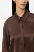Load image into Gallery viewer, Luisa Cerano Long-Sleeved Silk Blouse in Marone
