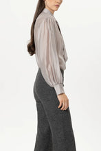 Load image into Gallery viewer, Luisa Cerano Semi-Sheer Shirt with Tie in Pearl
