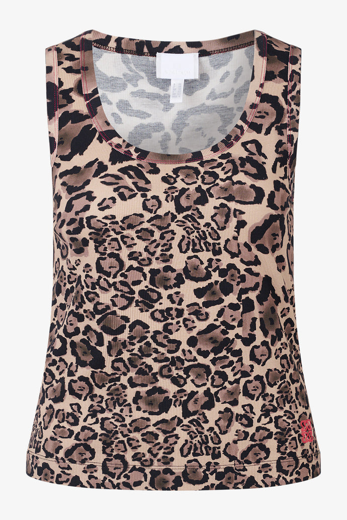Sportalm Ribbed Top with Leopard Print