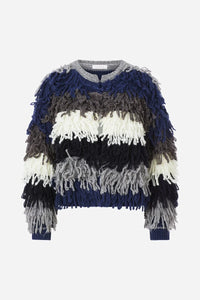 Rich & Royal Shaggy Open Edge Cardigan in Silver Mist