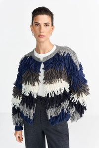 Rich & Royal Shaggy Open Edge Cardigan in Silver Mist