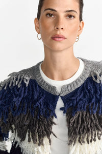 Rich & Royal Shaggy Open Edge Cardigan in Silver Mist