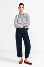 Load image into Gallery viewer, Rich &amp; Royal Striped Blouse with Bow in Midnight Blue
