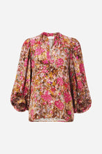 Load image into Gallery viewer, Rich &amp; Royal Printed V-Neck Blouse in Ruby Glow
