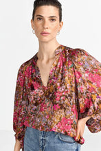 Load image into Gallery viewer, Rich &amp; Royal Printed V-Neck Blouse in Ruby Glow
