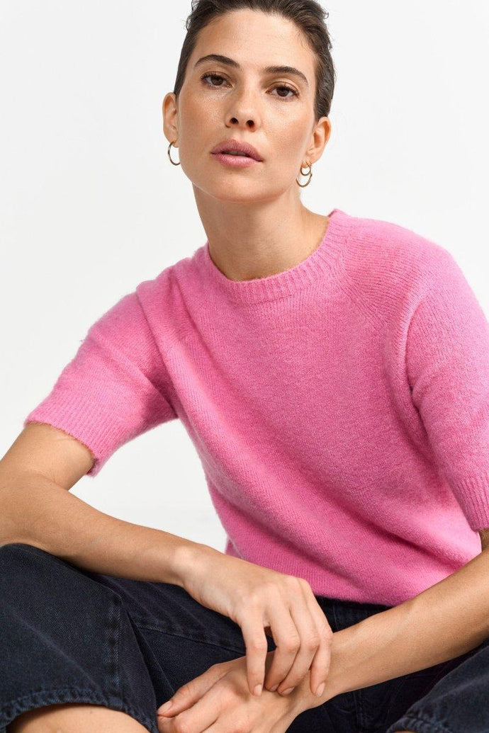Rich & Royal Seamless Short Sleeve Sweater in Pink Radiance