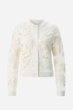 Load image into Gallery viewer, Rich &amp; Royal Cardigan with Floral Applique in White Pearl
