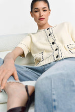 Load image into Gallery viewer, Rich &amp; Royal Boucle Cardigan with Contrast Stitching
