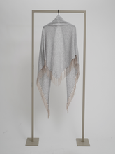 Load image into Gallery viewer, Herzen&#39;s Shawl with Tassels 5000 in Light Silver/ Mushroom
