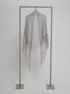 Herzen's Shawl with Tassels 5000 in Light Silver/ Mushroom