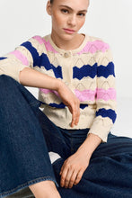 Load image into Gallery viewer, Rich &amp; Royal Ajour Striped Cardigan in Royal Blue
