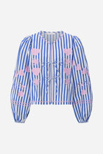 Load image into Gallery viewer, Rich &amp; Royal Striped Embroidery Blouse in Royal Blue
