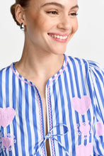 Load image into Gallery viewer, Rich &amp; Royal Striped Blouse with Heart Embroidery
