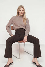 Load image into Gallery viewer, Rich &amp; Royal Striped Ruffled Collar Blouse in Chocolate Torte
