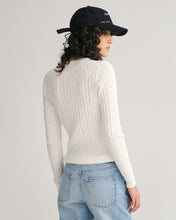 Load image into Gallery viewer, Gant Stretch Cotton Knit Crew Neck Sweater in White
