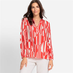 Olsen Woven Long Sleeve Blouse in Golden Orange