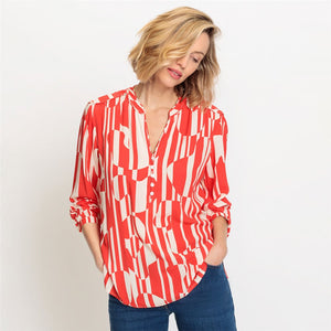 Olsen Woven Long Sleeve Blouse in Golden Orange