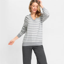 Load image into Gallery viewer, Olsen V-Neck Striped Jumper
