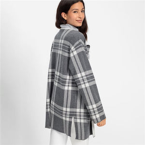 Olsen Cardigan in Silver Check