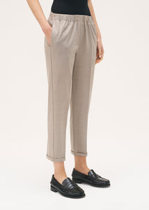 Rosso35 Slim Leg Taupe Clastic Trousers