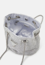 Load image into Gallery viewer, Guess Sofia Rhinestone Mini Bucket Bag in Silver
