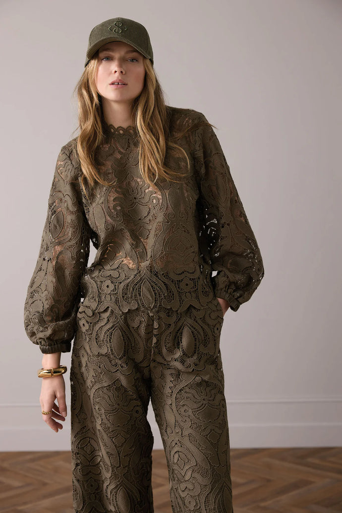 Summum Boxy Lace Top in Camo