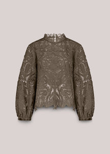 Summum Boxy Lace Top in Camo