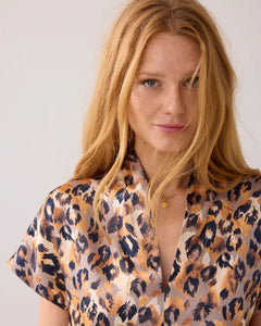 Summum V-Neck Top with Panther Print