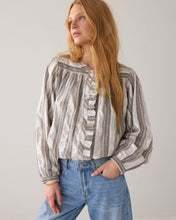 Load image into Gallery viewer, Summum Striped Lurex Blouse in Blue
