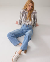 Load image into Gallery viewer, Summum Striped Lurex Blouse in Blue
