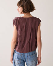 Load image into Gallery viewer, Summum Pleated Blouse with Sheen in Deep Fig
