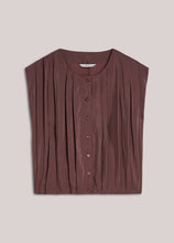 Load image into Gallery viewer, Summum Pleated Blouse with Sheen in Deep Fig
