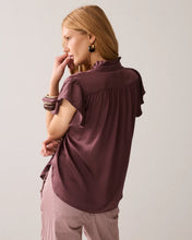 Load image into Gallery viewer, Summum Silky-Touch Feminine Top in Deep Fig

