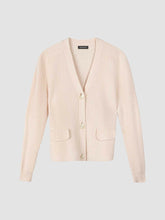 Load image into Gallery viewer, Repeat Cropped Wool Rib Knit Cardigan in Pearl
