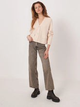 Load image into Gallery viewer, Repeat Cropped Wool Rib Knit Cardigan in Pearl
