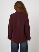 Load image into Gallery viewer, Repeat Italian Lambswool Rib-Knit Zip Cardigan in Lava
