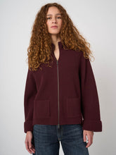 Load image into Gallery viewer, Repeat Italian Lambswool Rib-Knit Zip Cardigan in Lava
