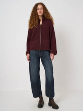 Load image into Gallery viewer, Repeat Italian Lambswool Rib-Knit Zip Cardigan in Lava
