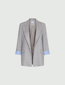 Marella Stretch Linen-Blend Blazer in Grey