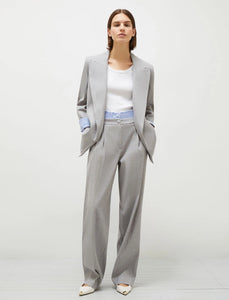 Marella Stretch Linen-Blend Blazer in Grey